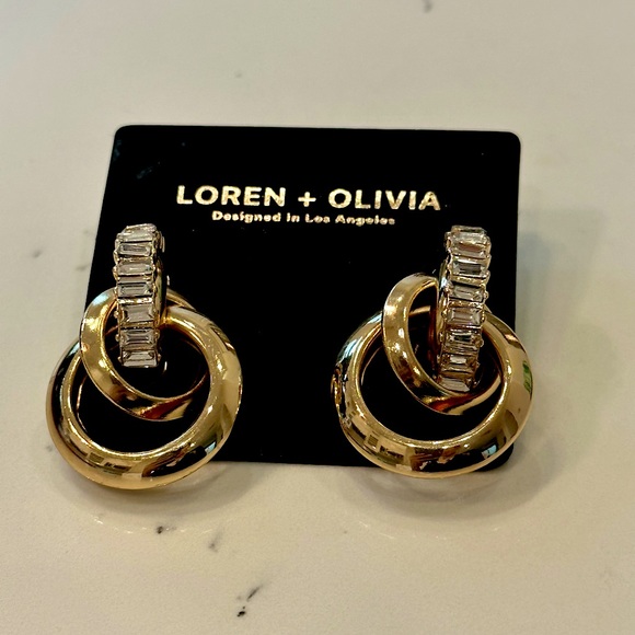 Loren & Olivia Jewelry - New LOREN & OLIVIA gold plated earrings w CZ